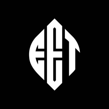 Çember ve elips şekilli EET daire harf logosu tasarımı. Typographic tarzında EET elips harfleri. Üç baş harf daire şeklinde bir logo oluşturuyor. EET Çember Amblemi Soyut Monogram Harf İşaretleyici Vektörü.