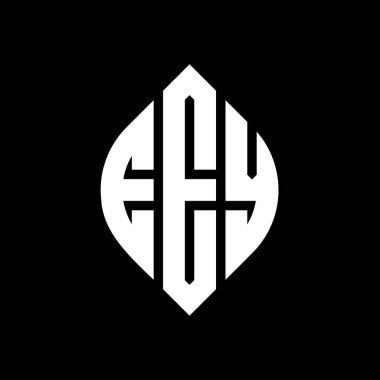 Çember ve elips şekilli EEY daire harf logosu tasarımı. Tipografik şekilli EEY elips harfleri. Üç baş harf daire şeklinde bir logo oluşturuyor. EEY Çemberi Amblemi Soyut Monogram Harf İşaretleme Vektörü.