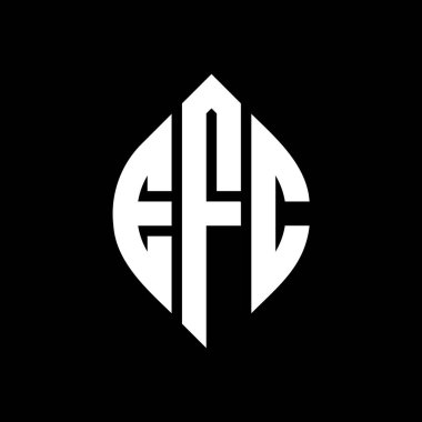 Çember ve elips şekilli EFC daire harf logosu tasarımı. EFC elips harfleri tipografik tarzda. Üç baş harf daire şeklinde bir logo oluşturuyor. EFC Çember Amblemi Soyut Monogram Harf İşaretleyici Vektörü.