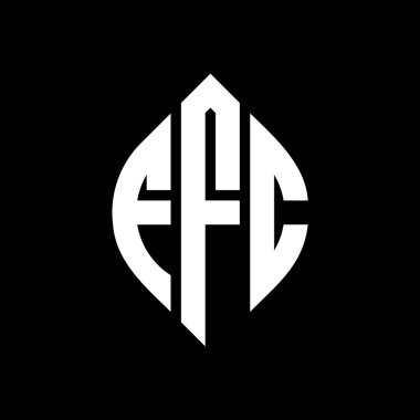 Çember ve elips şekilli FFC daire harf logosu tasarımı. FFC elips harfleri tipografik tarzda. Üç baş harf daire şeklinde bir logo oluşturuyor. FFC Çember Amblemi Soyut Monogram Harf İşaretleme Vektörü.