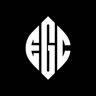 Çember ve elips şekilli EGC daire harf logosu tasarımı. Tipografik biçimli EGC elips harfleri. Üç baş harf daire şeklinde bir logo oluşturuyor. EGC Çember Amblemi Soyut Monogram Harf İşaretleyici Vektörü.
