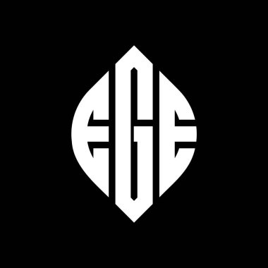 Çember ve elips şekilli EGE daire harf logosu tasarımı. Typographic tarzında EGE elips harfleri. Üç baş harf daire şeklinde bir logo oluşturuyor. EGE Çemberi Amblemi Soyut Monogram Harf İşaretleme Vektörü.