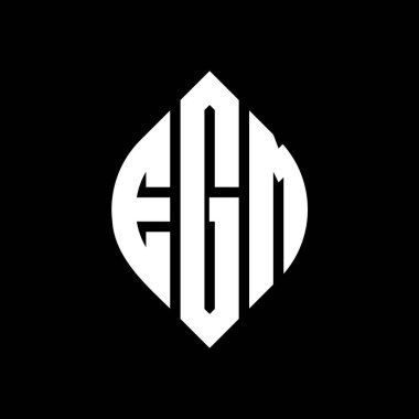 Çember ve elips şekilli EGM daire harf logosu tasarımı. Tipografik biçimli EGM elips harfleri. Üç baş harf daire şeklinde bir logo oluşturuyor. EGM Çember Amblemi Soyut Monogram Harf İşaretleyici Vektörü.