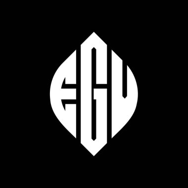 Çember ve elips şekilli EGV daire harf logosu tasarımı. Tipografik biçimli EGV elips harfleri. Üç baş harf daire şeklinde bir logo oluşturuyor. EGV Çember Amblemi Soyut Monogram Harf İşaretleyici Vektörü.