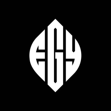 Çember ve elips şekilli EGY daire harf logosu tasarımı. Typographic tarzında EGY elips harfleri. Üç baş harf daire şeklinde bir logo oluşturuyor. EGY Çember Amblemi Soyut Monogram Harf İşaretleyici Vektörü.