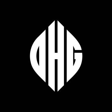 Daire ve elips şekilli DHG daire harf logosu tasarımı. Tipografik biçimli DHG elips harfleri. Üç baş harf daire şeklinde bir logo oluşturuyor. DHG Çember Amblemi Soyut Monogram Harf İşaretleyici Vektörü.