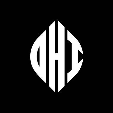 Çember ve elips şekilli DHI daire harf logosu tasarımı. DHI elips harfleri tipografik tarzda. Üç baş harf daire şeklinde bir logo oluşturuyor. DHI Çember Amblemi Soyut Monogram Harf İşaretleme Vektörü.