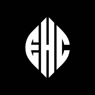 Çember ve elips şekilli EHC daire harf logosu tasarımı. Tipografik biçimli EHC elips harfleri. Üç baş harf daire şeklinde bir logo oluşturuyor. EHC Çember Amblemi Soyut Monogram Harf İşaretleyici Vektörü.