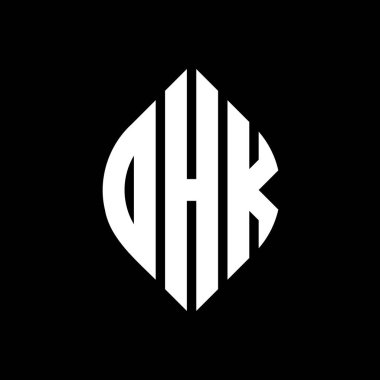 Daire ve elips şekilli DHK daire harf logosu tasarımı. Tipografik biçimli DHK elips harfleri. Üç baş harf daire şeklinde bir logo oluşturuyor. DHK Çember Amblemi Soyut Monogram Harf İşaretleyici Vektörü.