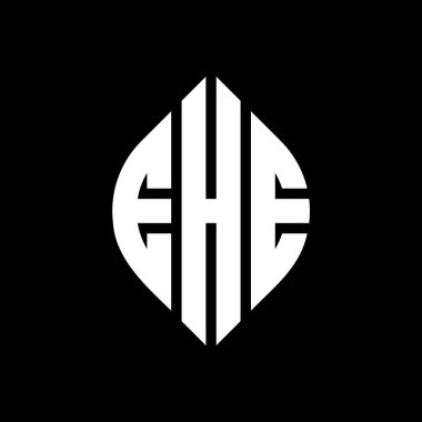 Çember ve elips şekilli EHE daire harf logosu tasarımı. EHE elips harfleri tipografik tarzda. Üç baş harf daire şeklinde bir logo oluşturuyor. EHE Çember Amblemi Soyut Monogram Harf İşaretleme Vektörü.