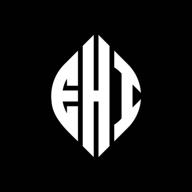 Çember ve elips şekilli EHI daire harf logosu tasarımı. EHI elips harfleri tipografik tarzda. Üç baş harf daire şeklinde bir logo oluşturuyor. EHI Çemberi Amblemi Soyut Monogram Harf İşaretleme Vektörü.