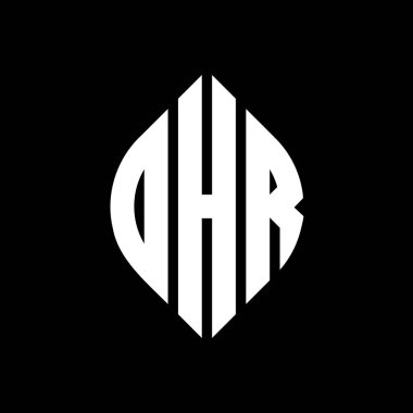 Daire ve elips şekilli DHR daire harf logosu tasarımı. DHR elips harfleri tipografik tarzda. Üç baş harf daire şeklinde bir logo oluşturuyor. DHR Çember Amblemi Soyut Monogram Harf İşaretleyici Vektörü.