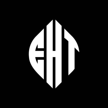 Çember ve elips şekilli EHT daire harf logosu tasarımı. EHT elips harfleri tipografik tarzda. Üç baş harf daire şeklinde bir logo oluşturuyor. EHT Çember Amblemi Soyut Monogram Harf İşaretleyici Vektörü.
