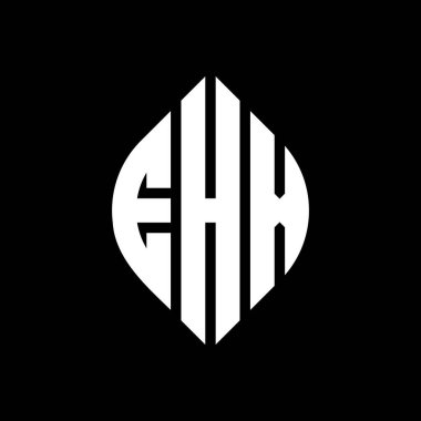 Çember ve elips şekilli EHX daire harf logosu tasarımı. EHX elips harfleri tipografik tarzda. Üç baş harf daire şeklinde bir logo oluşturuyor. EHX Çember Amblemi Soyut Monogram Harf İşaretleyici Vektörü.
