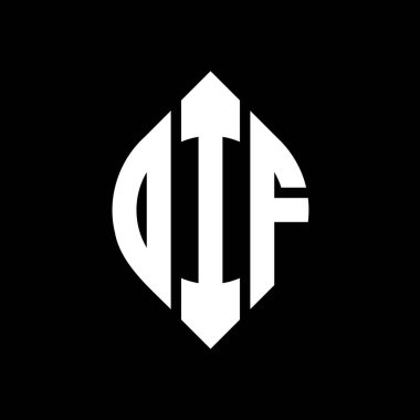 Çember ve elips şekilli DIF daire harf logosu tasarımı. Tipografik biçimli DIF elips harfleri. Üç baş harf daire şeklinde bir logo oluşturuyor. DIF Çember Amblemi Soyut Monogram Harf İşaretleyici Vektörü.