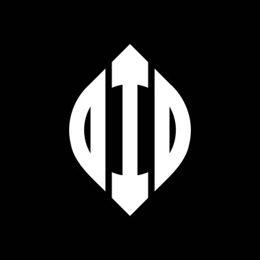 Çember ve elips şekilli DIO daire harf logosu tasarımı. Tipografik biçimli DIO elips harfleri. Üç baş harf daire şeklinde bir logo oluşturuyor. DIO Çemberi Amblemi Soyut Monogram Harf İşaretleyici Vektörü.