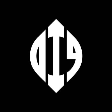 Çember ve elips şekilli DIQ daire harf logosu tasarımı. DIQ elips harfleri tipografik tarzda. Üç baş harf daire şeklinde bir logo oluşturuyor. DIQ Çemberi Amblemi Soyut Monogram Harf İşaretleyici Vektörü.