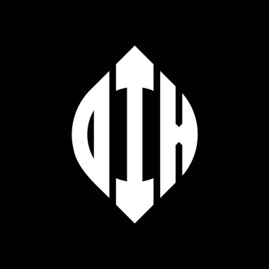 Daire ve elips şekilli DIX daire harf logosu tasarımı. Tipografik biçimli DIX elips harfleri. Üç baş harf daire şeklinde bir logo oluşturuyor. DIX Çember Amblemi Soyut Monogram Harf İşaretleyici Vektörü.