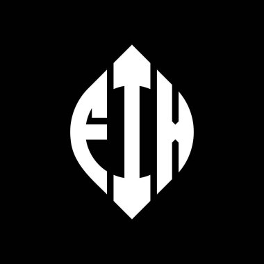Çember ve elips şekilli, ekran dairesi harf logosu tasarımı. Tipografik biçimli elips harfler. Üç baş harf daire şeklinde bir logo oluşturuyor. FIX Çember Amblemi Soyut Monogram Harf İşaretleyici Vektörü.