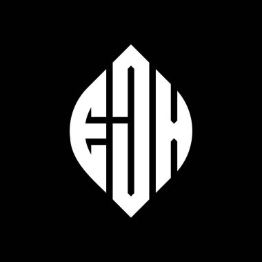 Çember ve elips şekilli EJX daire harf logosu tasarımı. Tipografik biçimli EJX elips harfleri. Üç baş harf daire şeklinde bir logo oluşturuyor. EJX Çember Amblemi Soyut Monogram Harf İşaretleyici Vektörü.