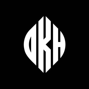 Daire ve elips şekilli DKH daire harf logosu tasarımı. Tipografik biçimli DKH elips harfleri. Üç baş harf daire şeklinde bir logo oluşturuyor. DKH Çember Amblemi Soyut Monogram Harf İşaretleme Vektörü.