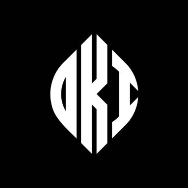 Daire ve elips şekilli DKI daire harf logosu tasarımı. DKI elips harfleri tipografik tarzda. Üç baş harf daire şeklinde bir logo oluşturuyor. DKI Çember Amblemi Soyut Monogram Harf İşaretleme Vektörü.