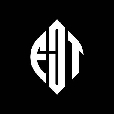 Çember ve elips şekilli FJT daire harf logosu tasarımı. FJT elips harfleri tipografik tarzda. Üç baş harf daire şeklinde bir logo oluşturuyor. FJT Çember Amblemi Soyut Monogram Harf İşaretleyici Vektörü.