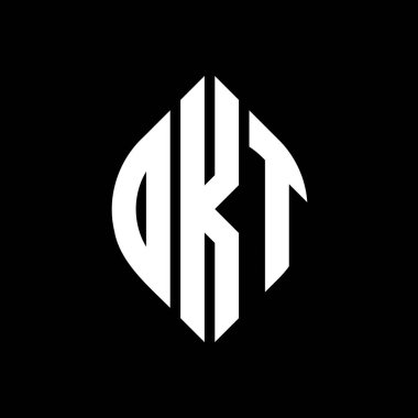 Daire ve elips şekilli DKT daire harf logosu tasarımı. Tipografik biçimli DKT elips harfleri. Üç baş harf daire şeklinde bir logo oluşturuyor. DKT Çember Amblemi Soyut Monogram Harf İşaretleyici Vektörü.