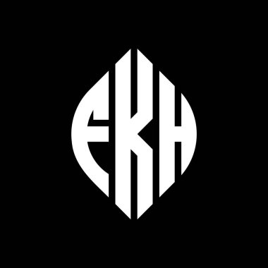 Çember ve elips şekilli FKH daire harf logosu tasarımı. Tipografik biçimli FKH elips harfleri. Üç baş harf daire şeklinde bir logo oluşturuyor. FKH Çember Amblemi Soyut Monogram Harf İşaretleyici Vektörü.