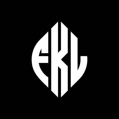 Çember ve elips şekilli FKL daire harf logosu tasarımı. Tipografik biçimli FKL elips harfleri. Üç baş harf daire şeklinde bir logo oluşturuyor. FKL Çember Amblemi Soyut Monogram Harf İşaretleyici Vektörü.