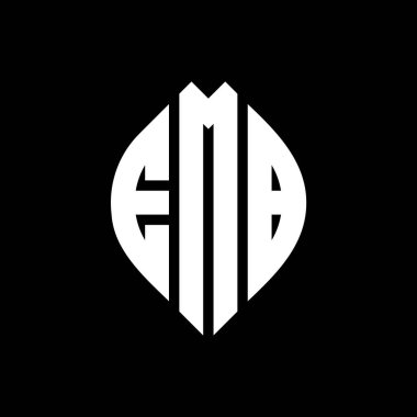 Çember ve elips şekilli EMM daire harf logosu tasarımı. Daktilo tarzında EMM elips harfleri. Üç baş harf daire şeklinde bir logo oluşturuyor. EMM Çember Amblemi Soyut Monogram Harf İşaretleyici Vektörü.