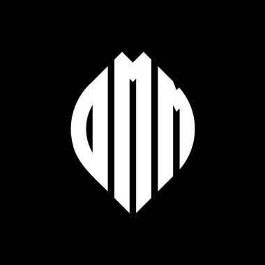 Daire ve elips şekilli DMM daire harf logosu tasarımı. Tipografik biçimli DMM elips harfleri. Üç baş harf daire şeklinde bir logo oluşturuyor. DMM Çember Amblemi Soyut Monogram Harf İşaretleyici Vektörü.