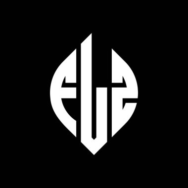 Çember ve elips şekilli FLZ daire harf logosu tasarımı. Tipografik biçimli FLZ elips harfleri. Üç baş harf daire şeklinde bir logo oluşturuyor. FLZ Çember Amblemi Soyut Monogram Harf İşaretleyici Vektörü.