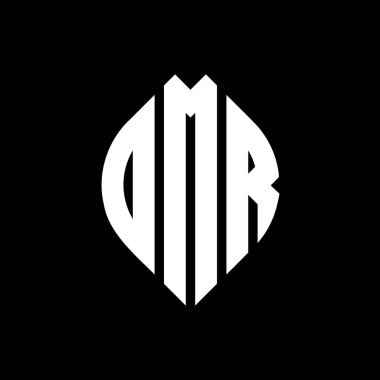 Daire ve elips şekilli DMR daire harf logosu tasarımı. DMR elips harfleri tipografik tarzda. Üç baş harf daire şeklinde bir logo oluşturuyor. DMR Çember Amblemi Soyut Monogram Harf İşaretleyici Vektörü.