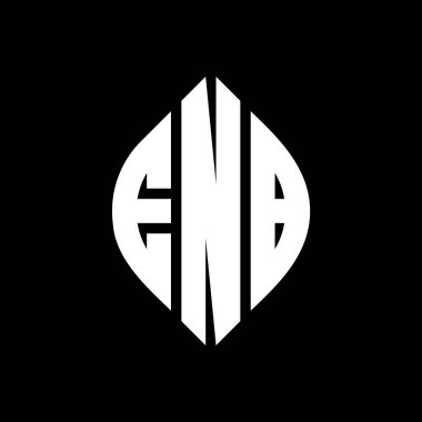 Çember ve elips şekilli ENB daire harf logosu tasarımı. Tipografik tarzda ENB elips harfleri. Üç baş harf daire şeklinde bir logo oluşturuyor. ENB Çemberi Amblemi Soyut Monogram Harf İşaretleme Vektörü.