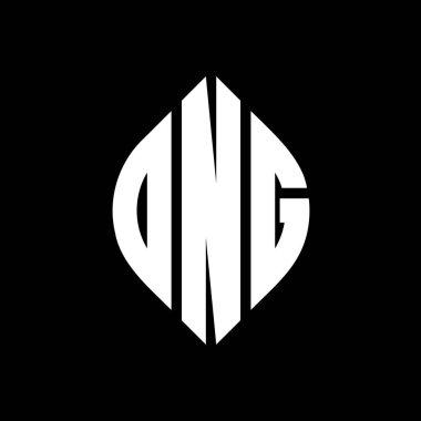 Daire ve elips şekilli DNG daire harf logosu tasarımı. Tipografik biçimli DNG elips harfleri. Üç baş harf daire şeklinde bir logo oluşturuyor. DNG Çember Amblemi Soyut Monogram Harf İşaretleyici Vektörü.