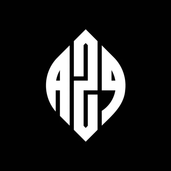 Çember Elips Şekilli Azq Daire Harf Logosu Tasarımı Tipografik Biçimli — Stok Vektör