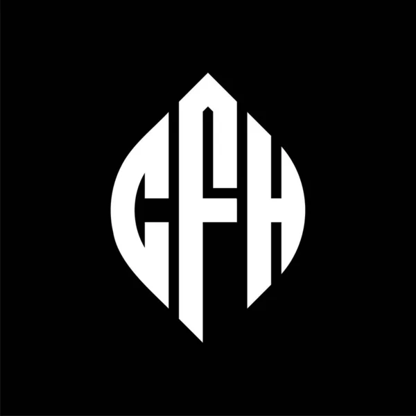 Çember Elips Şekilli Cfh Daire Harf Logosu Tasarımı Tipografik Biçimli — Stok Vektör