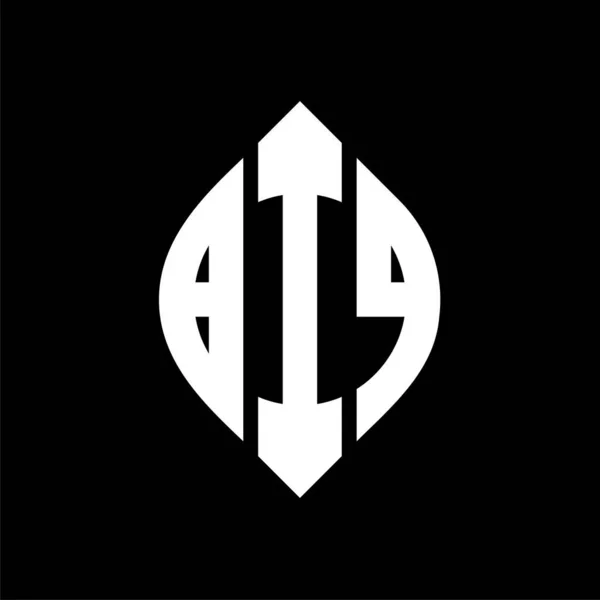 Biq Cercle Lettre Logo Design Avec Cercle Ellipse Forme Lettres — Image vectorielle