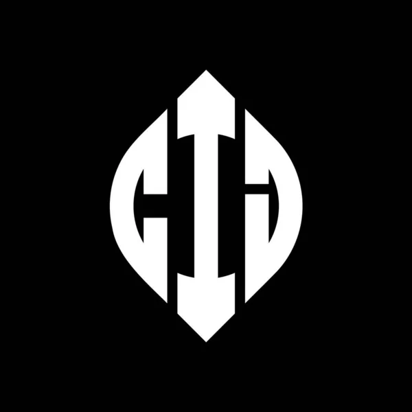 Cij Cerchio Lettera Logo Design Con Cerchio Forma Ellittica Lettere — Vettoriale Stock