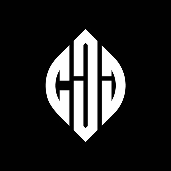 Cjj Daire Şeklinde Elips Şekilli Harf Logosu Tasarımı Tipografik Biçimli — Stok Vektör