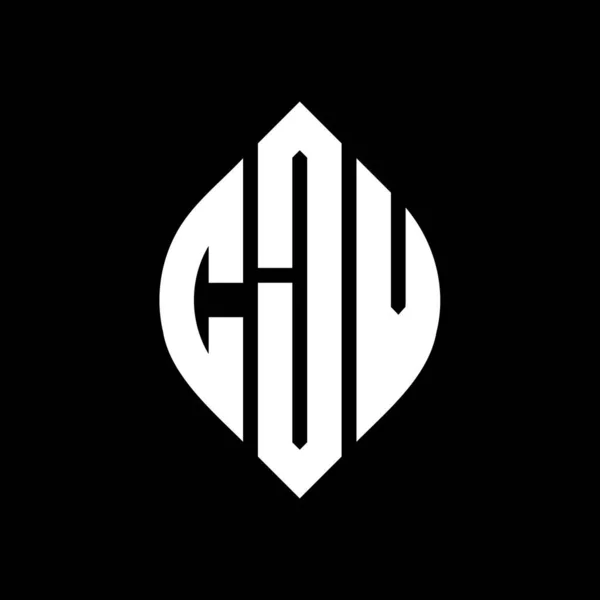 Çember Elips Şekilli Cjv Daire Harf Logosu Tasarımı Tipografik Biçimli — Stok Vektör