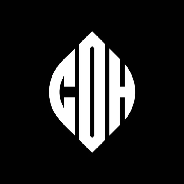 Çember Elips Şekilli Coh Yuvarlak Harf Logosu Tasarımı Tipografik Biçimli — Stok Vektör