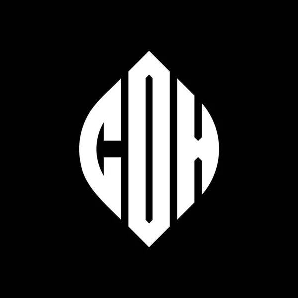 Çember Elips Şekilli Cox Daire Harf Logosu Tasarımı Cox Elips — Stok Vektör