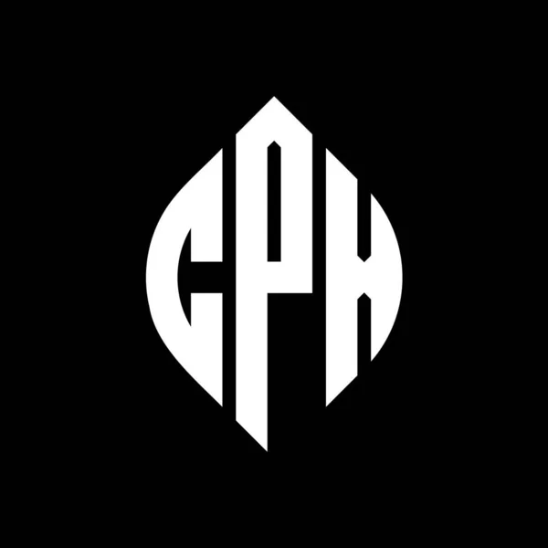 Çember Elips Şekilli Cpx Daire Harf Logosu Tasarımı Tipografik Biçimli — Stok Vektör
