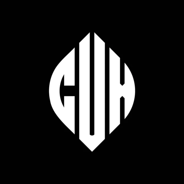 Çember Elips Şekilli Cux Daire Harf Logosu Tasarımı Tipografik Biçimli — Stok Vektör