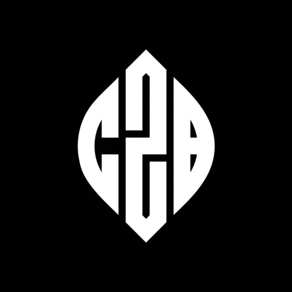 Dairesel Elips Şekilli Czb Daire Harf Logosu Tasarımı Tipografik Biçimli — Stok Vektör