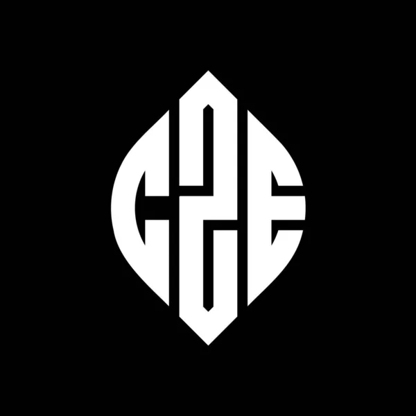 Daire Elips Şekilli Cze Daire Harf Logosu Tasarımı Tipografik Biçimli — Stok Vektör