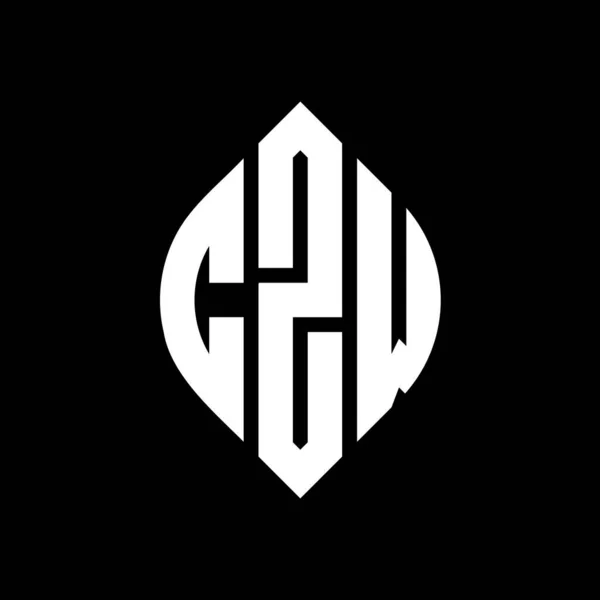 Czw Cerchio Lettera Logo Design Con Cerchio Forma Ellittica Lettere — Vettoriale Stock