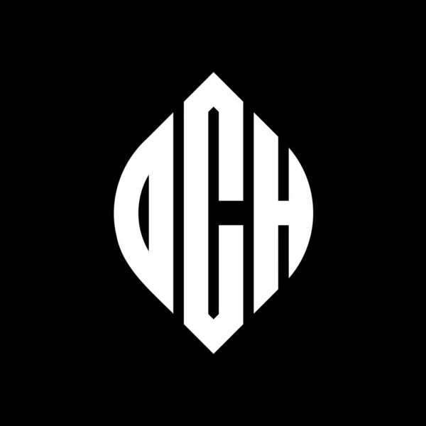 Dch Kruhové Písmeno Logo Design Kruhovým Elipsovým Tvarem Eliptická Písmena — Stockový vektor